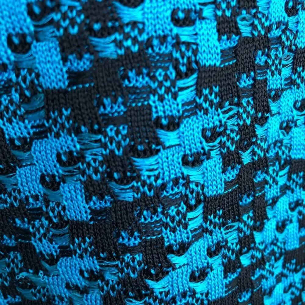 Ming Wang turquoise blue black cape sleeve knit jacket size Large